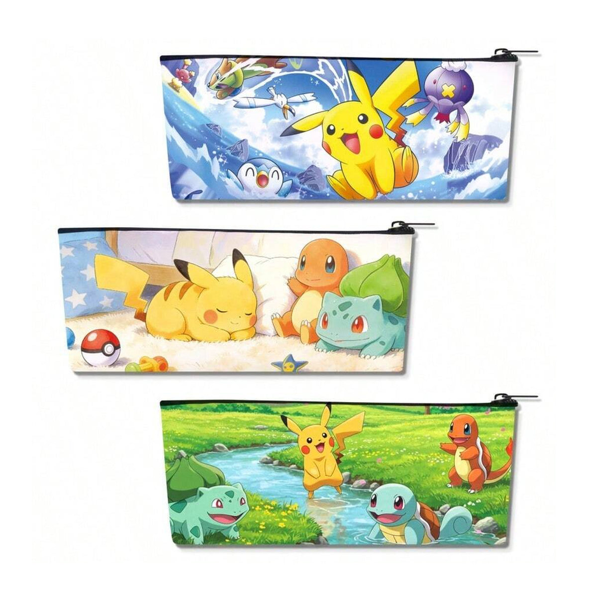 Pokémon pencil cases stacked