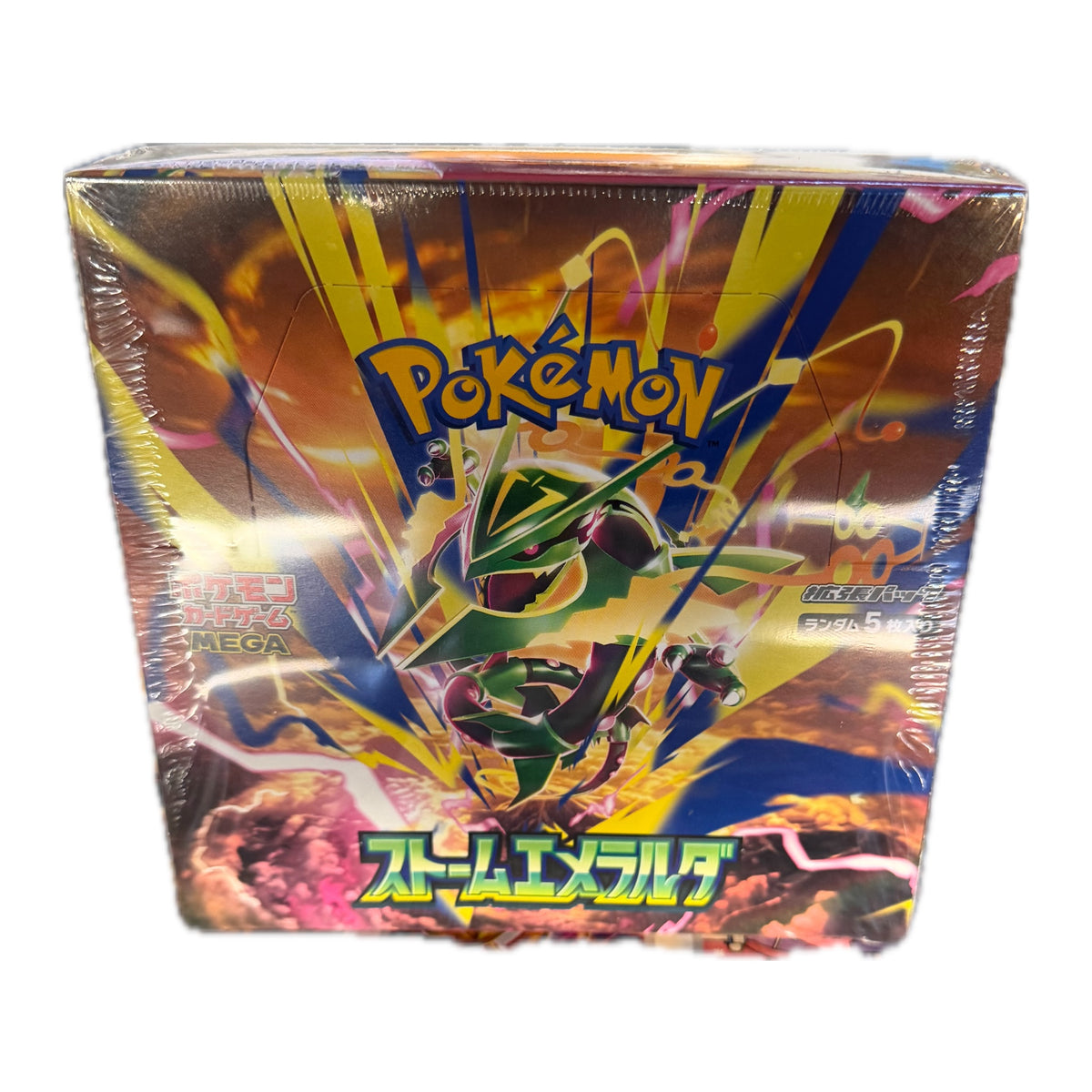 Storm Emerald M6 Japanese Pokémon booster box — angled view of the sealed box